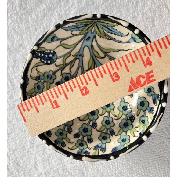 PAIR Nakkas Hand Painted Raised Turkish Small Ceramic Bowls Blue White Turkey - Picture 6 of 8